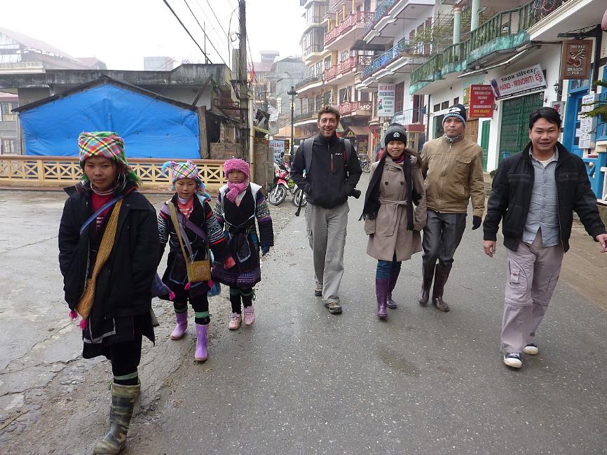 trekking group departing Sapa